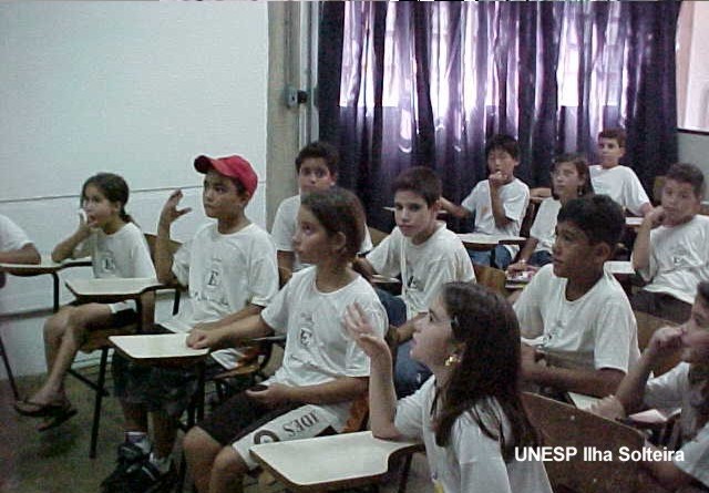 Os alunos fazendo v�rias perguntas ao professor